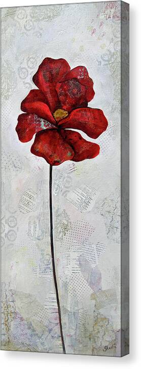 Winter Canvas Print featuring the painting Winter Poppy I by Shadia Derbyshire