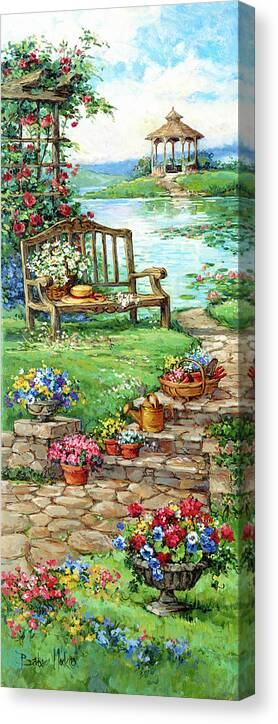 3893 Gazebo Garden Canvas Print featuring the painting 3893 Gazebo Garden by Barbara Mock