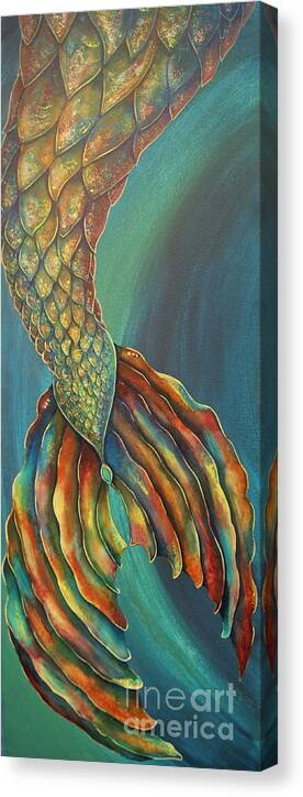 Mermaid Canvas Print featuring the painting Mermaid Tail 1 by Reina Cottier