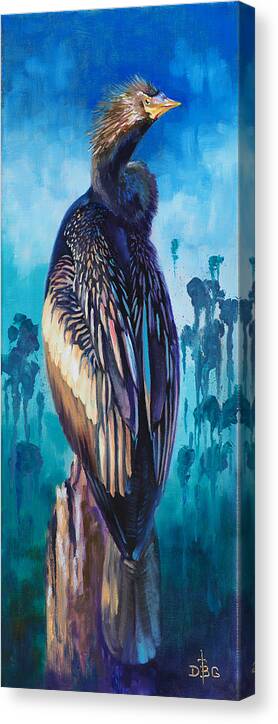 Anhinga Canvas Print featuring the painting Respicere Post Tergum by David Bader
