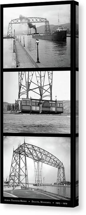 Duluth Canvas Print featuring the photograph Aerial Transfer Bridge Triptych I by Zenith City Press