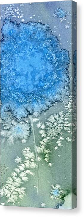 Abstract Floral Art Canvas Print featuring the painting Blue Wildflower by Dawn Derman