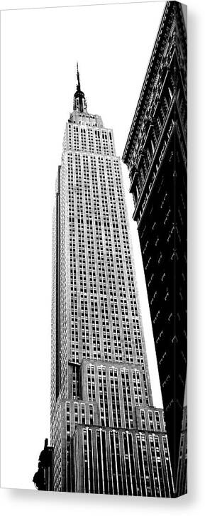 Empire State Building Canvas Print featuring the photograph Empire State Building in Black and White by Angie Tirado