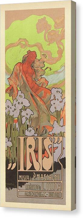 Vintage Poster Canvas Print featuring the digital art Iris - Musica Di P Mascagni - Art Nouveau - Italian Vintage Advertising Poster - Adolfo Hohenstei by Studio Grafiikka