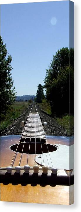 Guitar Canvas Print featuring the photograph Move On Down The Line by Everett Bowers