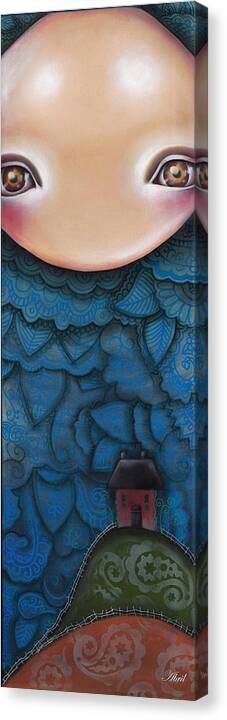 Moon Canvas Print featuring the painting Watching over you #2 by Abril Andrade