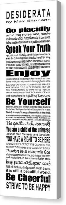 Desiderata Canvas Print featuring the digital art Desiderata - Subway Style by Ginny Gaura