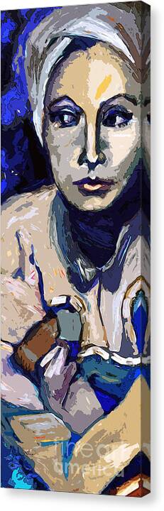 Garbo Canvas Print featuring the painting Greta Abstract Modern Portrait by Ginette Callaway