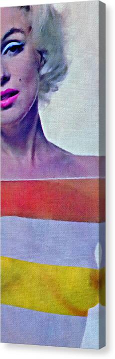 Color Nude Photo Of Marilyn Monroe Canvas Print featuring the photograph Peek a Boo Marilyn Monroe by Joan Reese