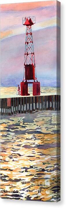 Pentwater Canvas Print featuring the painting Pentwater South Pier by LeAnne Sowa
