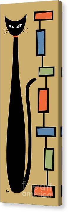 Mid Century Modern Canvas Print featuring the digital art Rectangle Cat 2 by Donna Mibus