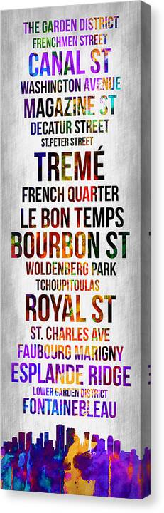 New Orleans Canvas Print featuring the digital art Streets of New Orleans 1 by Naxart Studio