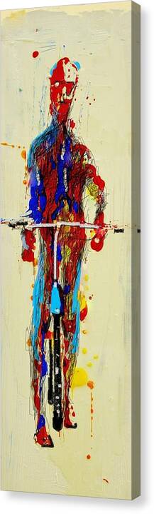 Bicyclist Canvas Print featuring the painting The Bicyclist by Jean Cormier
