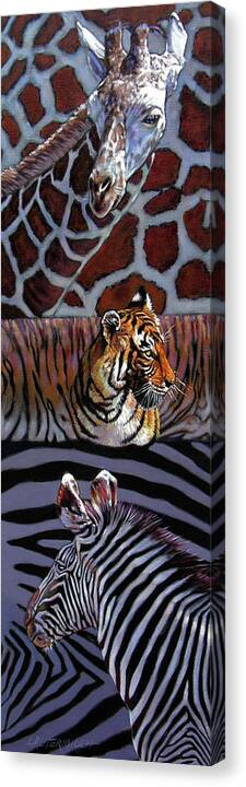Animals Canvas Print featuring the painting Designs for Defense and Offense by John Lautermilch