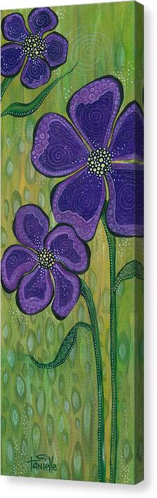 Purple Flowers Canvas Print featuring the painting Dream by Tanielle Childers