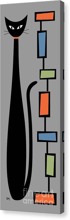 Canvas Print featuring the digital art Rectangle Cat 2 on Gray by Donna Mibus