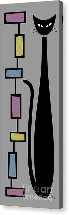  Canvas Print featuring the digital art Rectangle Cat 3 on Gray by Donna Mibus