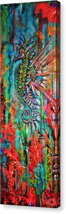Sea Horse Canvas Print featuring the painting Sea Horse With No Name by Tracy Mcdurmon