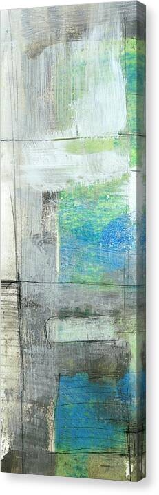 Abstract Canvas Print featuring the painting White On Blue Iv #1 by Jennifer Goldberger