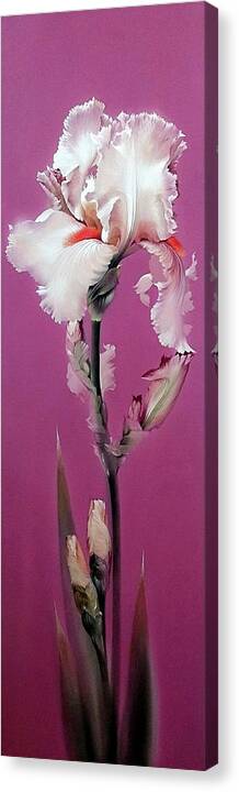 Russian Artists New Wave Canvas Print featuring the painting Pink Iris by Alina Oseeva