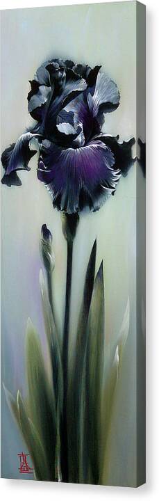 Russian Artists New Wave Canvas Print featuring the painting The Night. Black Iris by Alina Oseeva