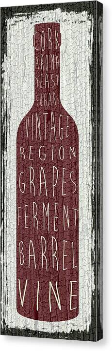 Typography Canvas Print featuring the mixed media Wine Sign Iv by Erin Clark