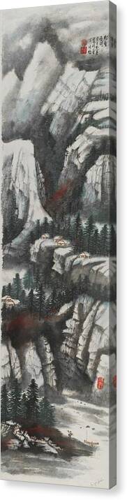 Chinese Watercolor Canvas Print featuring the painting The Four Seasons Version 2 - Winter by Jenny Sanders