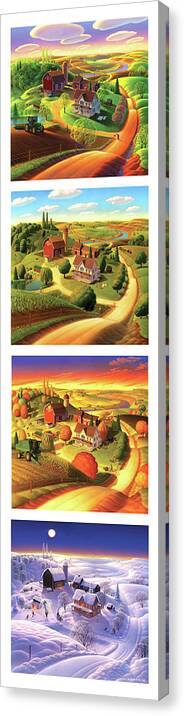 Four Seasons Canvas Print featuring the painting The Four Seasons Vertical Format by Robin Moline