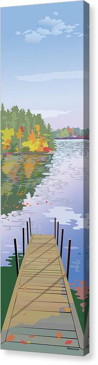 Lake Canvas Print featuring the digital art Fall Dock by Marian Federspiel