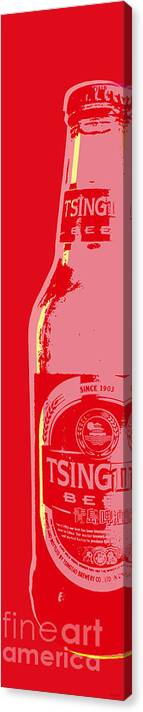 Beer Canvas Print featuring the digital art Tsingtao beer by Jean luc Comperat
