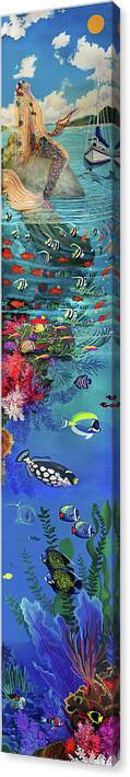 Canvas Print featuring the painting Mermaid in Paradise #4 by Bonnie Siracusa