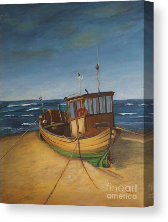 Boat Canvas Print featuring the painting Fishing Boat by Christiane Schulze Art And Photography