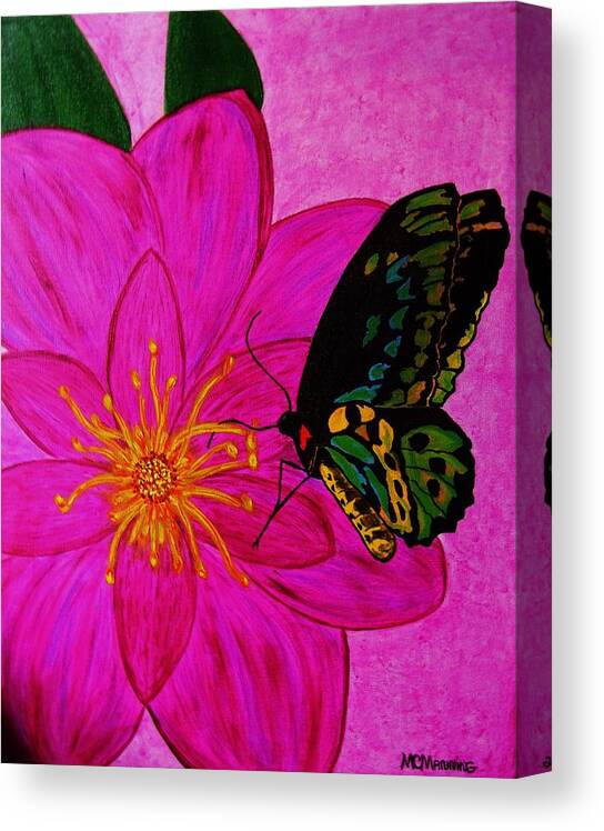 Pink Flower Art Prints Canvas Print featuring the painting Center Of Attraction by Celeste Manning