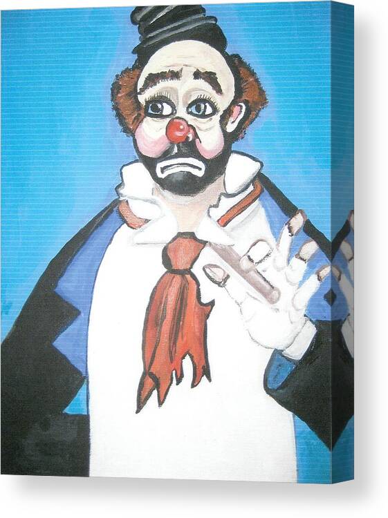 Clown Canvas Print featuring the painting Clown by Nora Shepley