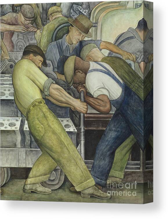 Fresco Canvas Print featuring the painting Detroit Industry north wall by Diego Rivera