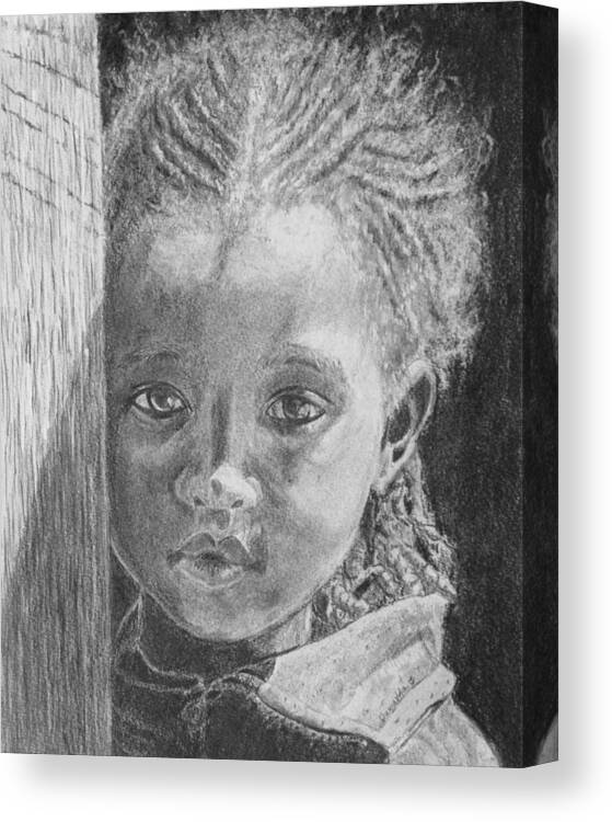 Girl Canvas Print featuring the drawing Ethiopias Future by Quwatha Valentine