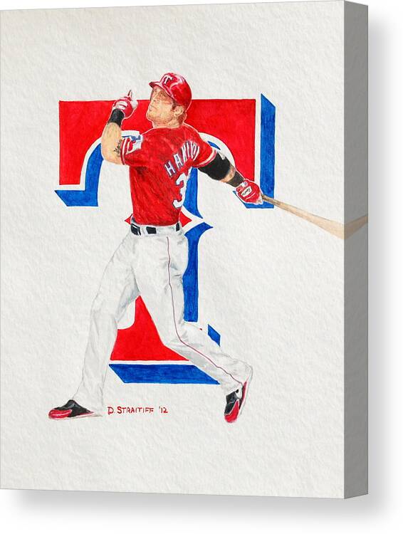 Josh Canvas Print featuring the painting Josh Hamilton - Texas Rangers #1 by David Straitiff