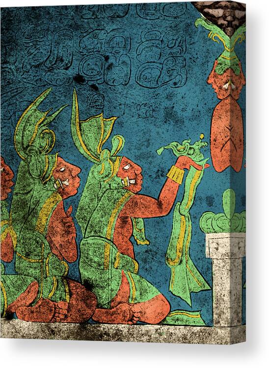 580 Canvas Print featuring the photograph Mayan Dignitaries Make Offering #1 by George Holton