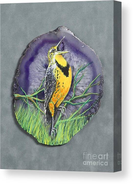 Birds Canvas Print featuring the painting Meadow Soloist I by Bob Williams
