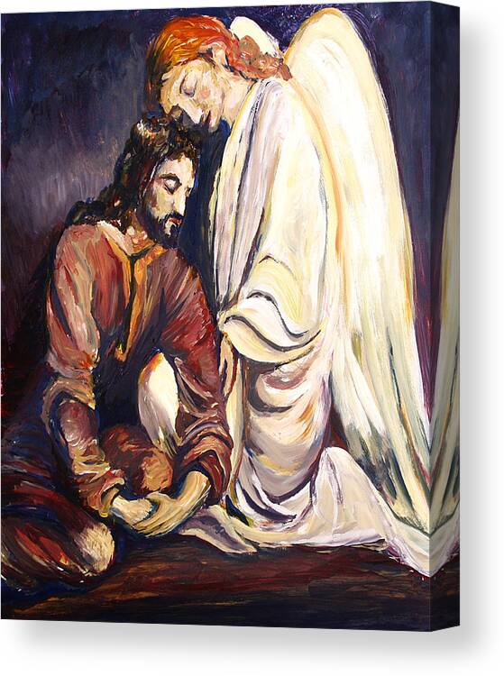 Jesus Canvas Print featuring the painting Agony in The Garden by Frank Botello