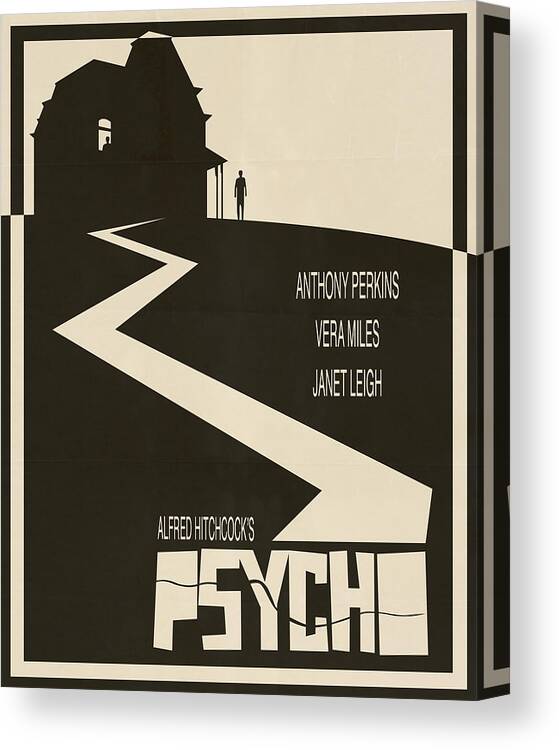 Geek Canvas Print featuring the digital art Psycho Movie Poster - Beige #1 by Finlay McNevin