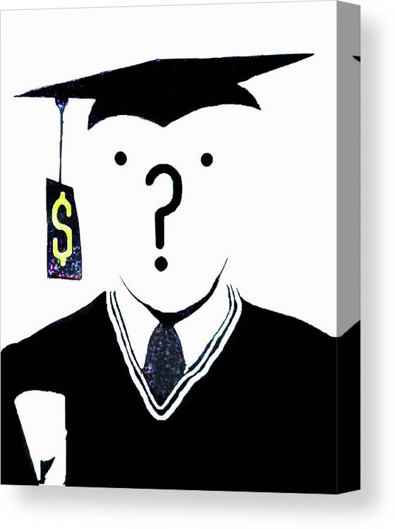 20-25 Canvas Print featuring the photograph Question Mark Over Face Of Graduate #1 by Ikon Ikon Images