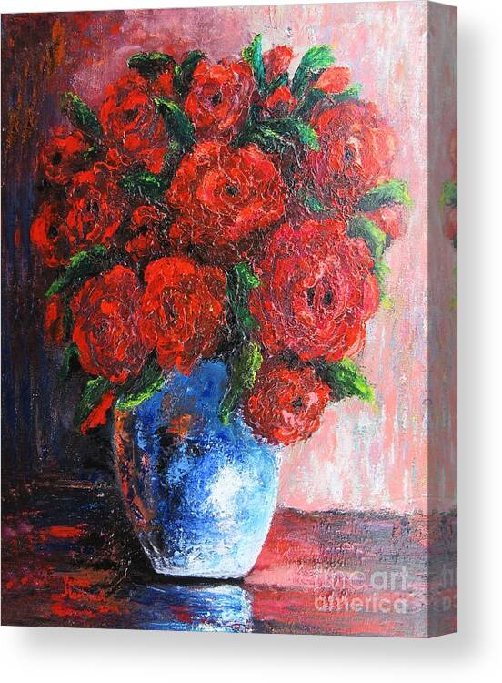 Flowers Canvas Print featuring the painting Red scent by Vesna Martinjak