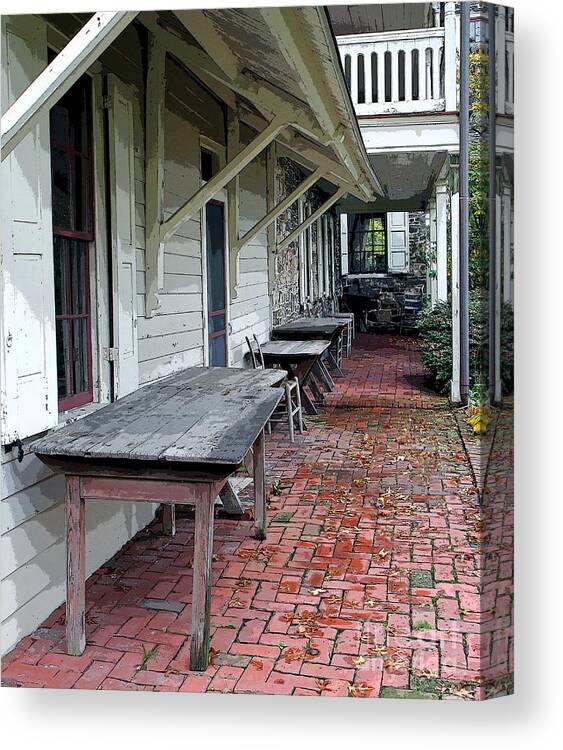 Historic Canvas Print featuring the photograph Secluded Portico by Geoff Crego