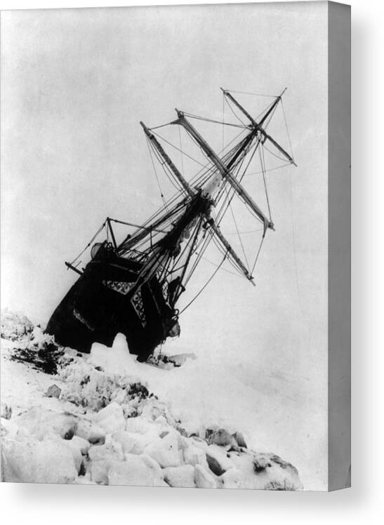 Navigation Canvas Print featuring the photograph Shackletons Endurance Trapped In Pack by Science Source
