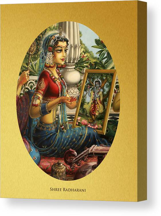 Krishna Canvas Print featuring the painting Shree Radharani #2 by Vrindavan Das