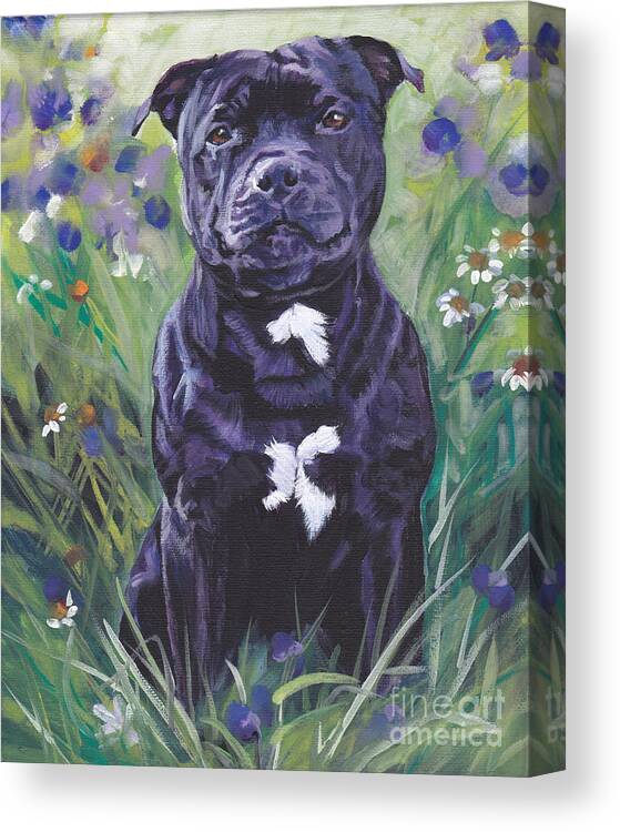 Staffordshire Bull Terrier Canvas Print featuring the painting Staffordshire Bull Terrier #1 by Lee Ann Shepard