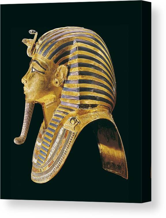 Vertical Canvas Print featuring the photograph The Gold Mask. Ca. 1340 Bc. Gold Mask #1 by Everett