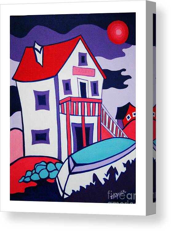 Greeting Card With Tackle House Canvas Print featuring the painting The Tackle House #1 by Joyce Gebauer