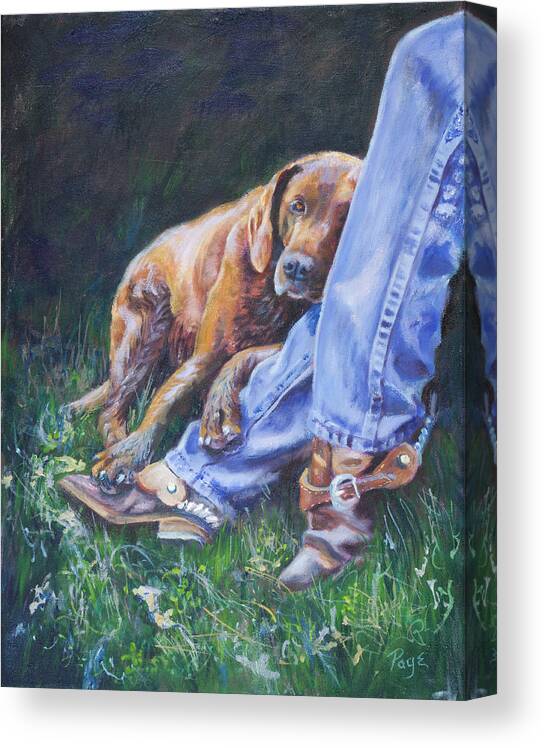 Dog Canvas Print featuring the painting Tired by Page Holland